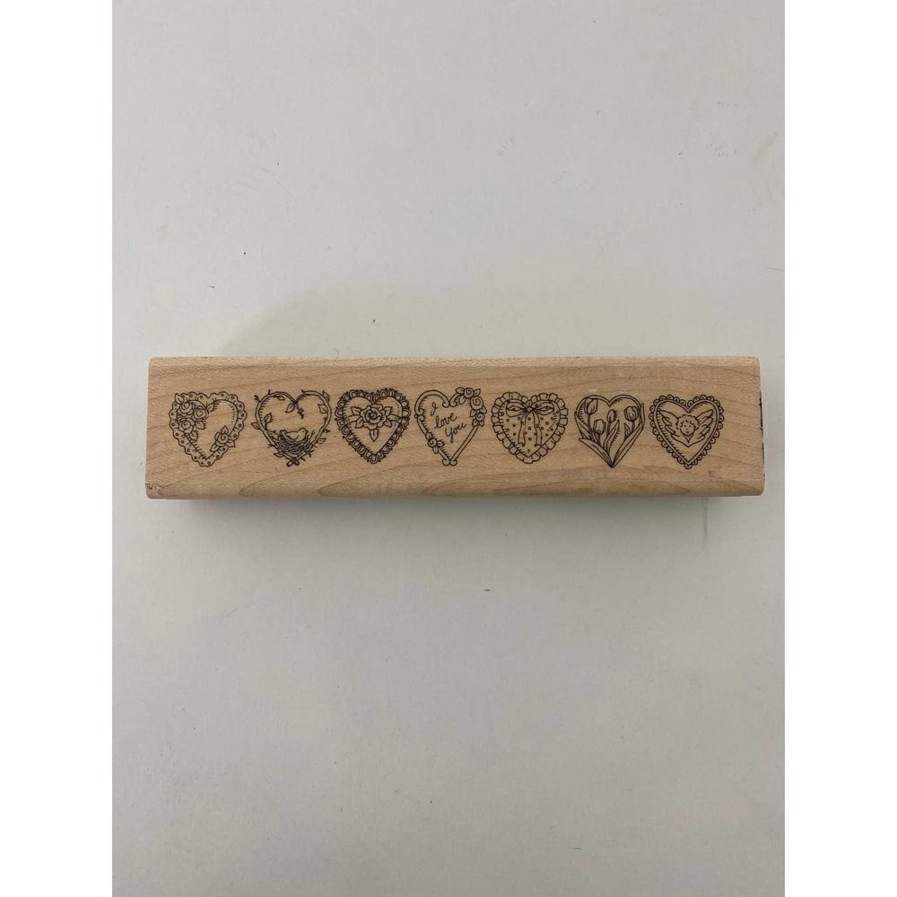 Vintage Wood Rubber Stamp Hearts I Love You Scrapbooking Crafts